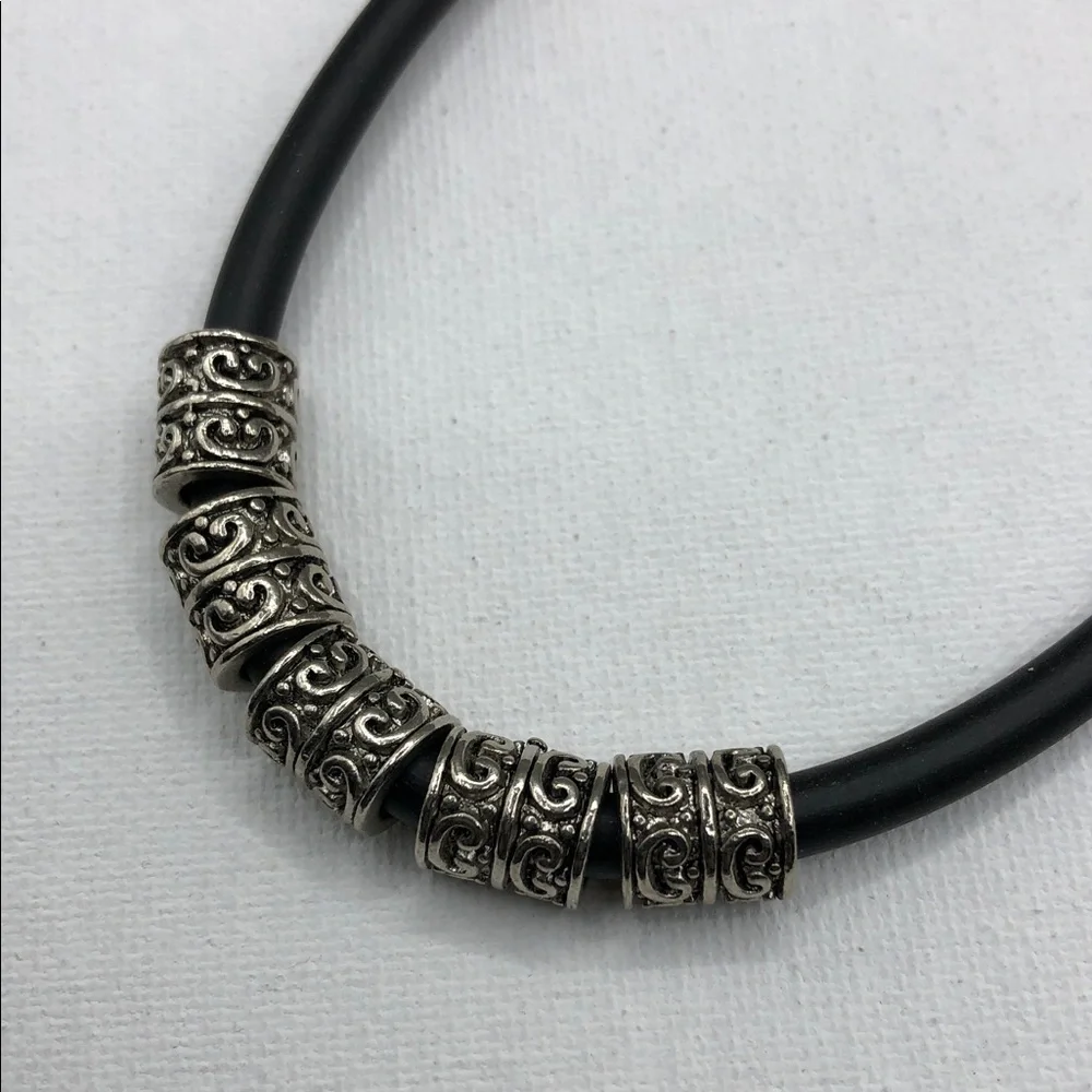 90's y2k sterling silver slider scroll charm cord necklace collar choker UNISEX